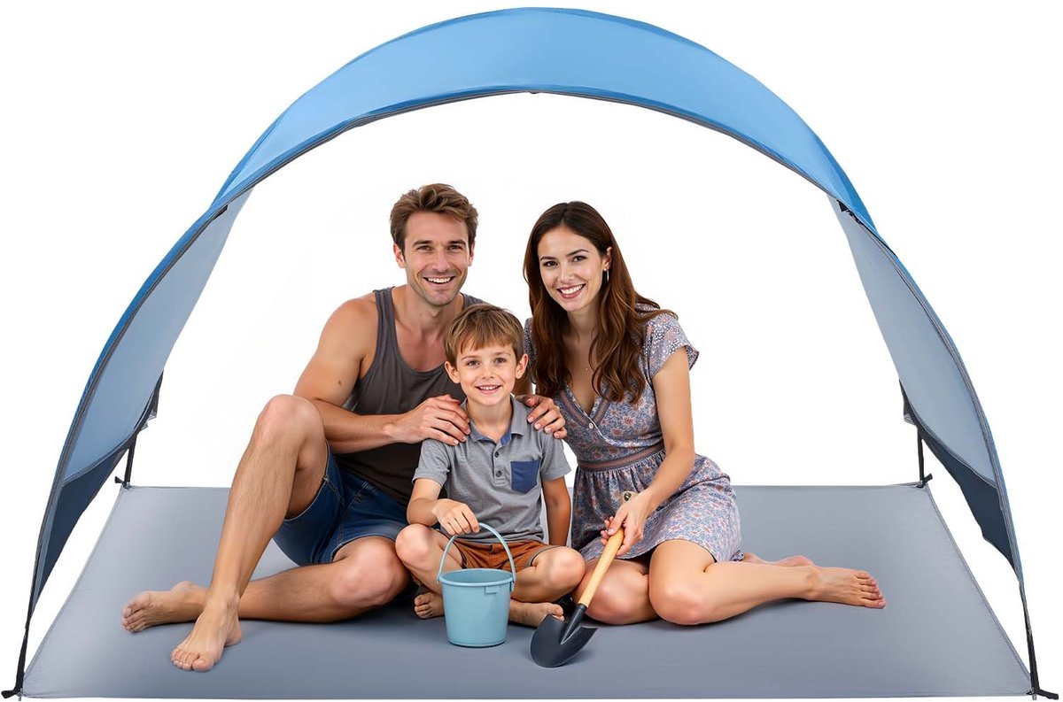 Strandtent - Zonnescherm - Voor 3 Personen - UPF 50+ Bescherming - Draagbaar met Draagtas - Inclusief Haringen - Lichtgewicht en Compact