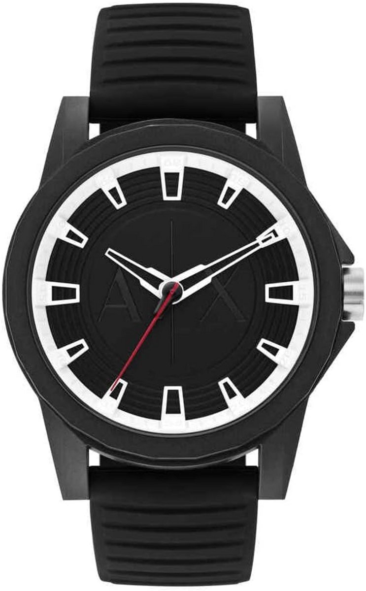 Heren polshorloge met zwarte wijzerplaat en siliconen band