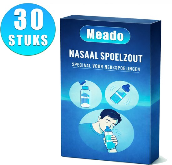 Meado Nasaal Spoelzout - Neus Spoelzout - 30 Zakjes - neus zout - neuszout voor neusdouche - zoutoplossing - tegen verkoudheid - tegen hooikoorts - neusdouche zout
