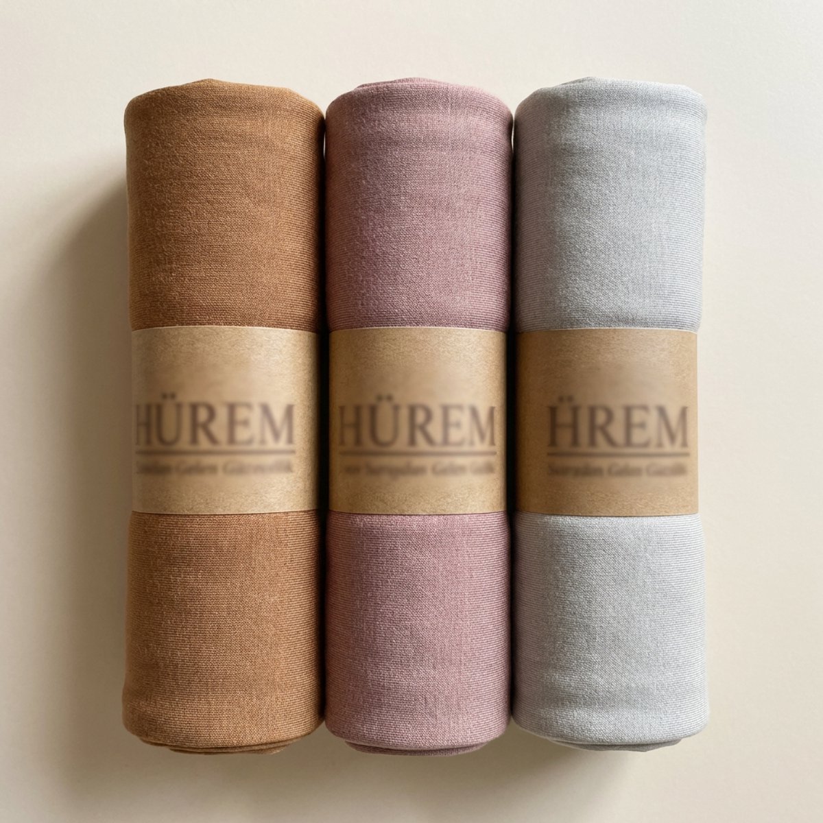 FIRASET Hurrem Collectie – 3-delige Jersey Sjaal Set - Hoofddoek - Hoofddeksel - Hijab | Evenwichtige Aardetinten