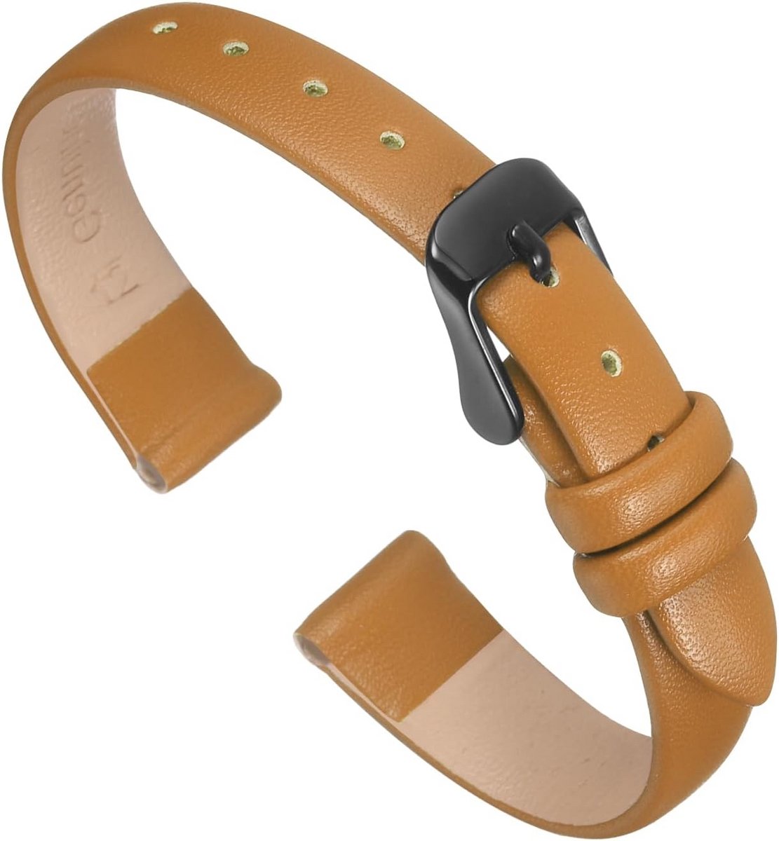 Echt Lederen Horlogeband 12mm - Bruin Plat en Elegant voor Heren en Dames