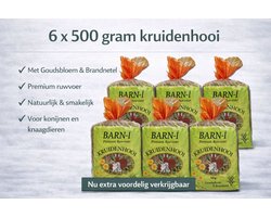 Barni Kruidenhooi - Ruwvoer- Goudsbloem & Brandnetel - 6 x 500 gr. konijnenvoer.