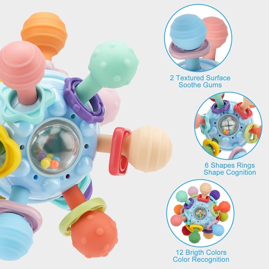 Sensorisch speelgoed voor baby's - geschikt voor baby's van 0-6-12 maanden - Bijtspeelgoed voor baby's - geschikt voor jongens en meisjes van 1-2 jaar - Leer- en ontwikkelingsspeelgoed voor pasgeborenen — afbeelding 2