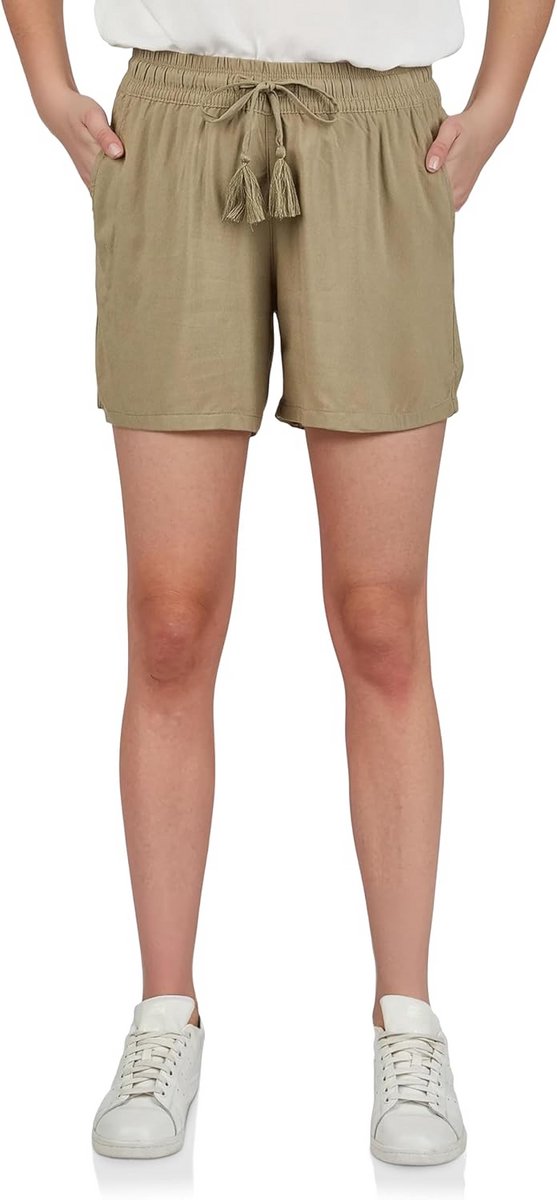 Luchtige dames zomerbroek met elastische tailleband, wijde bermuda