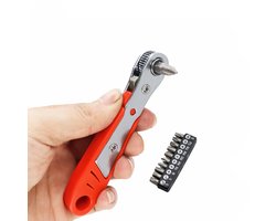 Schroevendraaier - Hoekschroevendraaier - voor kleine ruimtes - Haakse schroevendraaier - Moersleutel bits set – Oranje – LOUZIR