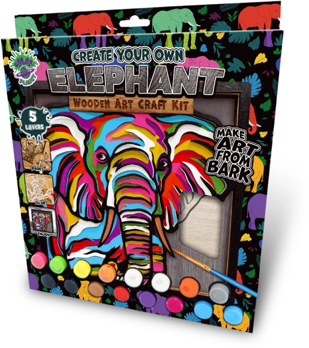 Splat Planet Wood Art Set Olifant 27 x 26 x 3,5 cm