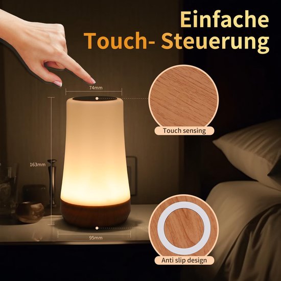 Aanraakgevoelige nachtlamp met 13 RGB-kleuren en 5 helderheidsniveaus, oplaadbaar via USB, dimbaar met afstandsbediening, RGB-kleurverandering, draagbare babylamp (F9) van Merkloos — afbeelding 2