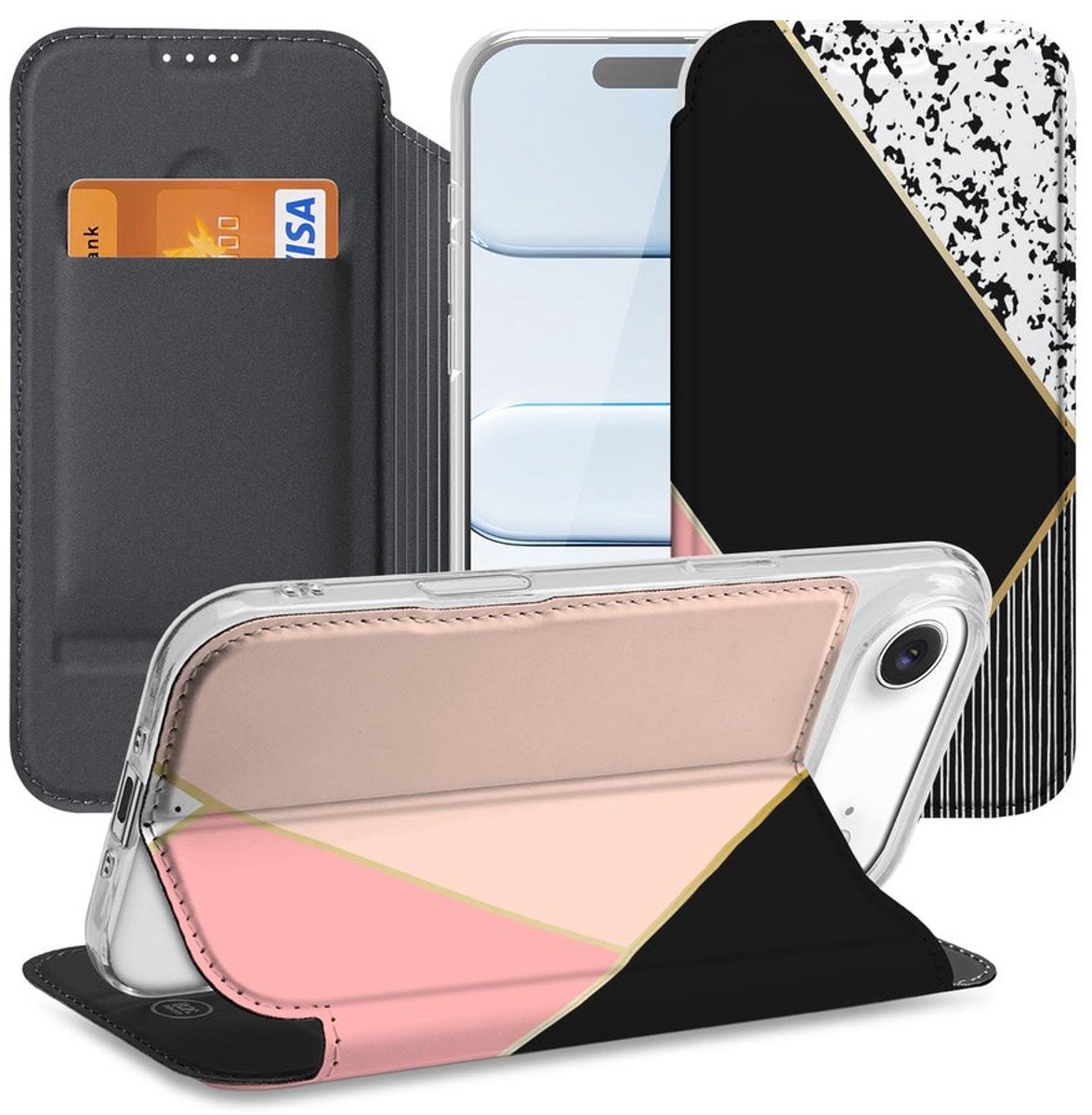 Apple iPhone Air Telefoonhoesje Black Pink Shapes