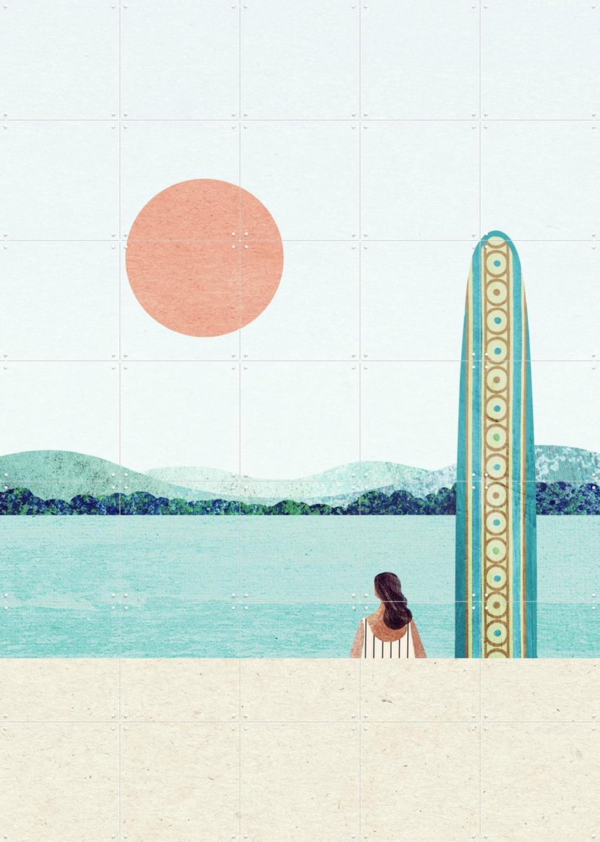 IXXI Waiting for the Wave, Henry Rivers - 100 x 140 cm - Gratis ophangtool - Grote wanddecoratie en posters - Illustraties, Zeelandschappen & Kust