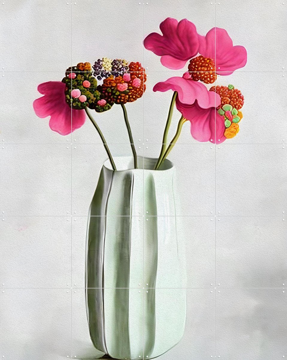 IXXI Fuchsia Enigma, Artclaud - 80 x 100 cm - Gratis ophangtool - Grote wanddecoratie en posters - Olieverf, Woonkamer, Eetkamer, Botanisch, Boeket