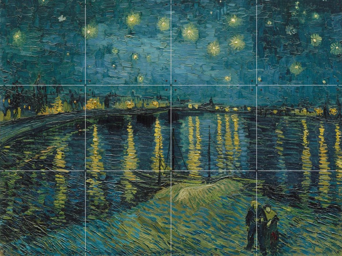 IXXI Sterrennacht boven de Rhône, Vincent van Gogh (1853 - 1890) & Bridgeman Images - 80 x 60 cm - Gratis ophangtool - Grote wanddecoratie en posters