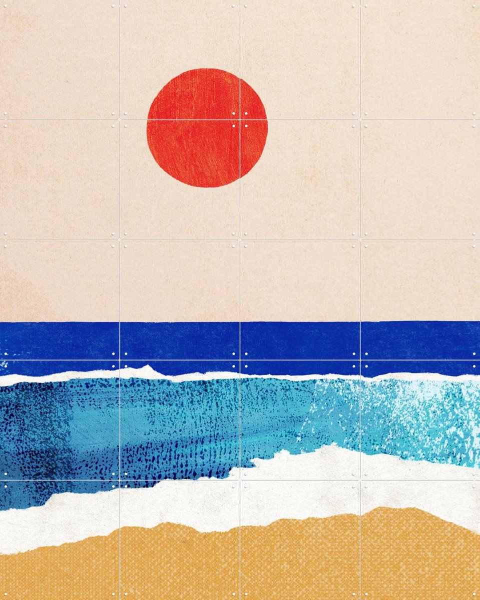 IXXI Ocean Sunrise, Henry Rivers - 80 x 100 cm - Gratis ophangtool - Grote wanddecoratie en posters - Minimalisme, Grafisch Ontwerp, Geometrische