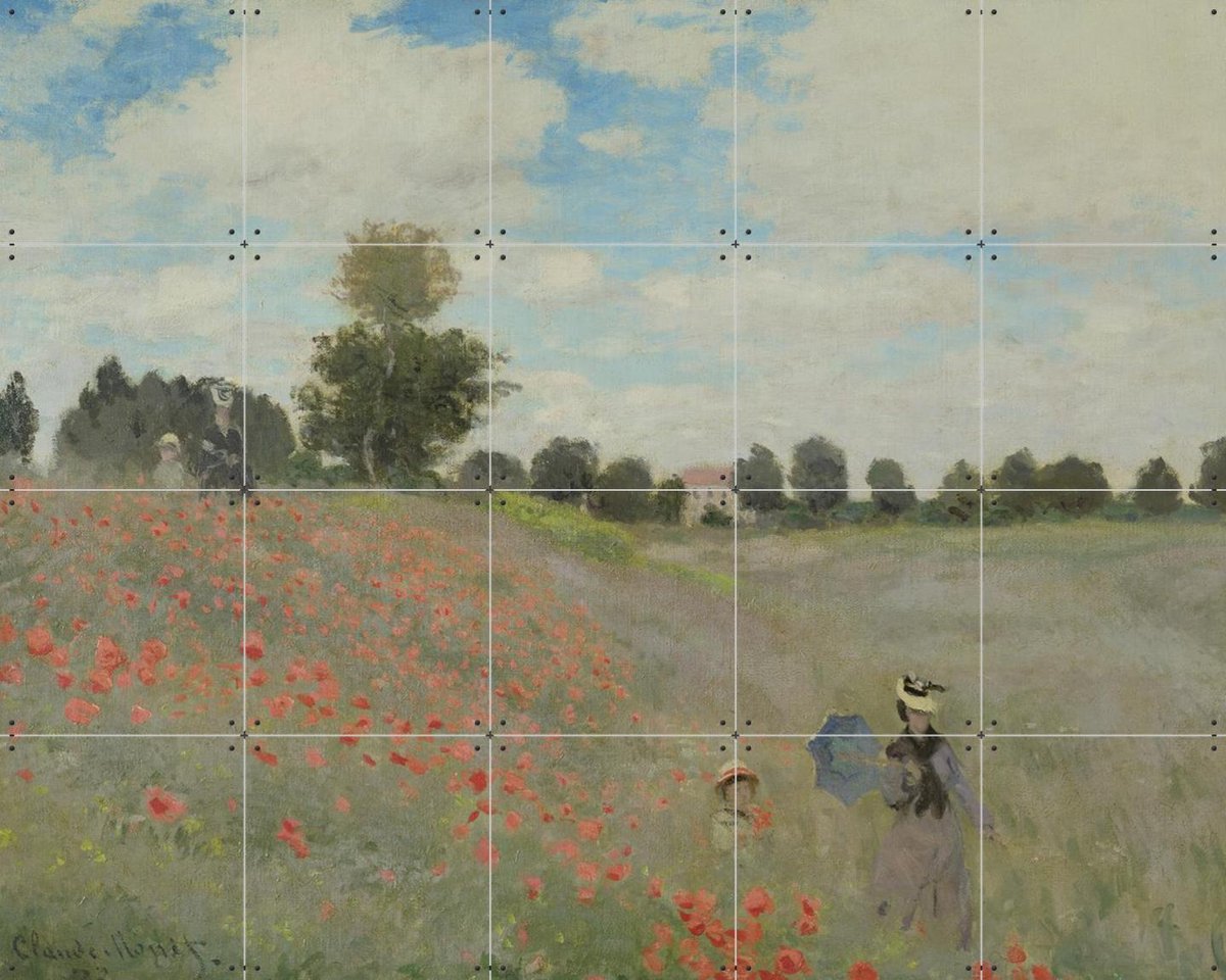 IXXI Wild Poppies - Argenteuil, Claude Monet & Bridgeman Images - 100 x 80 cm - Gratis ophangtool - Grote wanddecoratie en posters - Olieverf