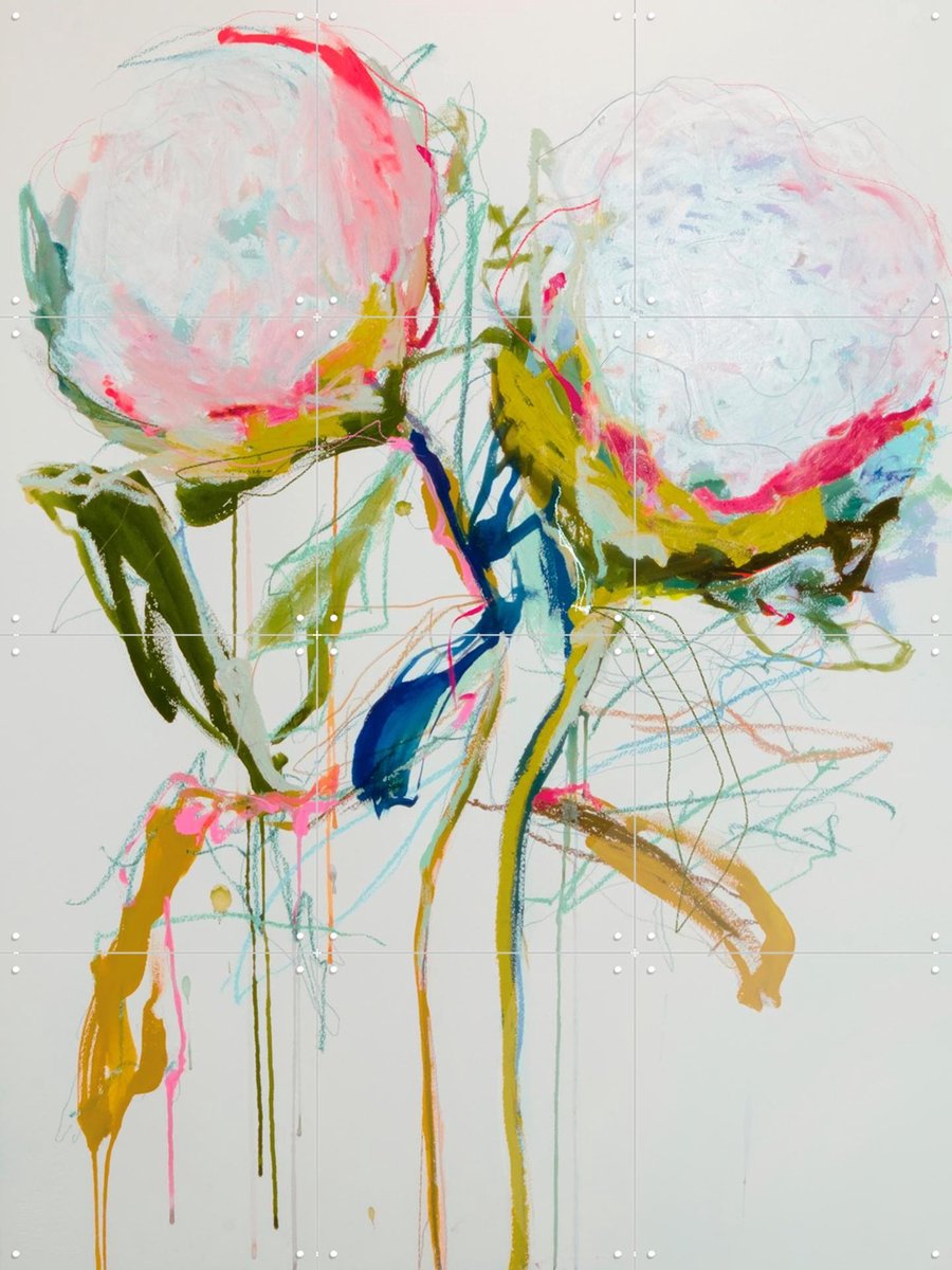 IXXI Peony 5, Leigh Viner - 60 x 80 cm - Gratis ophangtool - Grote wanddecoratie en posters - Abstract, Olieverf, Woonkamer, Slaapkamer, Natuur