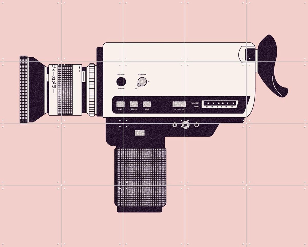 IXXI Super 8 Camera, Florent Bodart - 100 x 80 cm - Gratis ophangtool - Grote wanddecoratie en posters - Minimalisme, Vintage, Illustraties, Grafisch