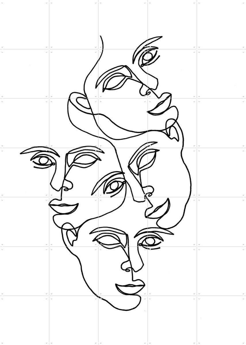 IXXI Mono, Julia Hariri - 100 x 140 cm - Gratis ophangtool - Grote wanddecoratie en posters - Line art, Minimalisme, Illustraties, Woonkamer
