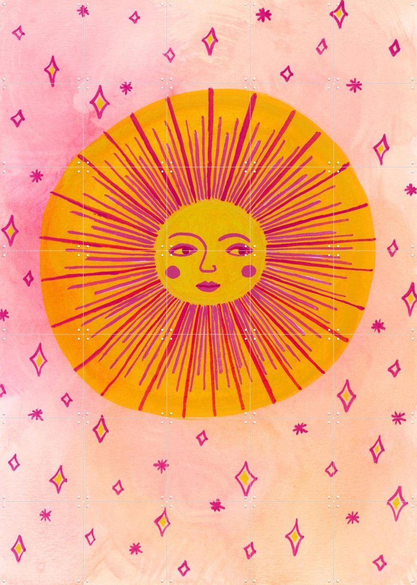 IXXI Stralende Zon, Kirsten Blom Art & Illustration - 100 x 140 cm - Gratis ophangtool - Grote wanddecoratie en posters