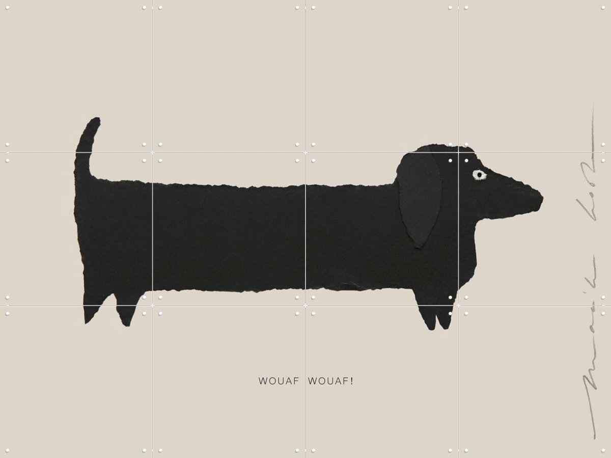 IXXI Le Chien, Maaike Koster & My Deer Art Shop - 80 x 60 cm - Gratis ophangtool - Grote wanddecoratie en posters - Speels, Minimalisme, Cartoonesk