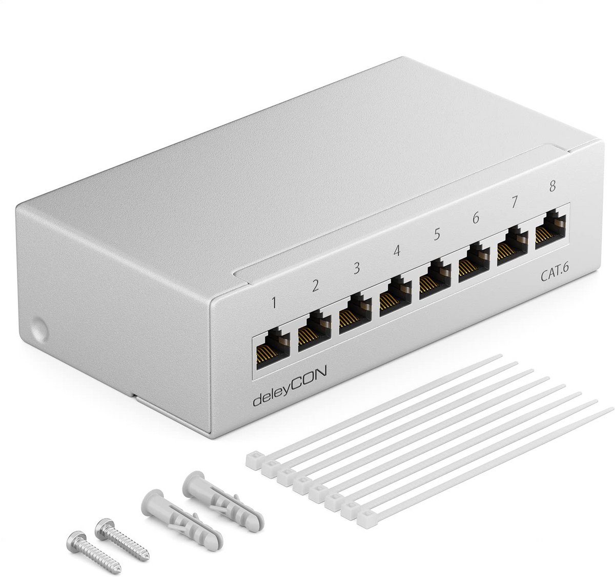CAT 6 Patchpaneel 8 Poorten 1U Desktop of Wandmontage Beschermd RJ45 Netwerk Installatie
