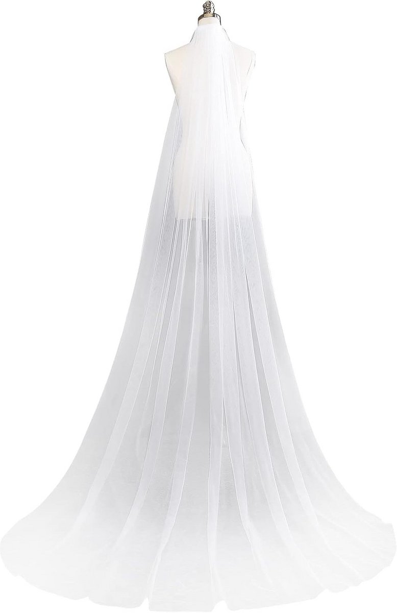 Lange Bruidssluier Kathedraal Lengte met Kam Bruiloft Tule Haaraccessoire