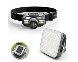 Warsun Noodlamp & Hoofdlamp Combo – Kampeerlamp + Hoofdlamp – 3000 & 5000 Lumen – Led Oplaadbaar & Solar – Waterdicht – Noodpakket