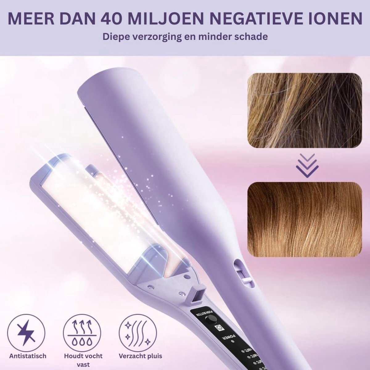 NBAP® Wafeltang Krultang voor Dik en Dun Haar met Handschoenen - afbeelding 2