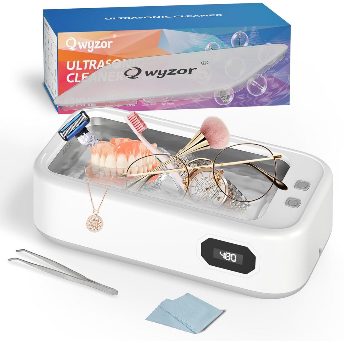 Ultrasone Reiniger 640 ml - Krachtige 49.000 Hz Reinigingsapparaat met Digitale Timer voor Brillen en Sieraden