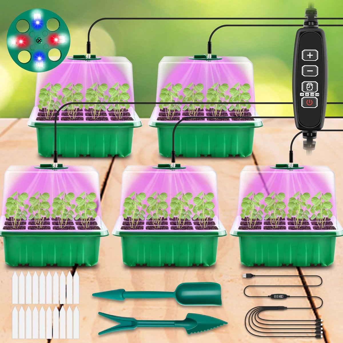 Famanu – Kamerbroeikas - kweekbak met licht - mini-broeikas - kweekset - plantenlichten met timer en instelbare helderheid - kweekschalen voor broeikas - tuinieren