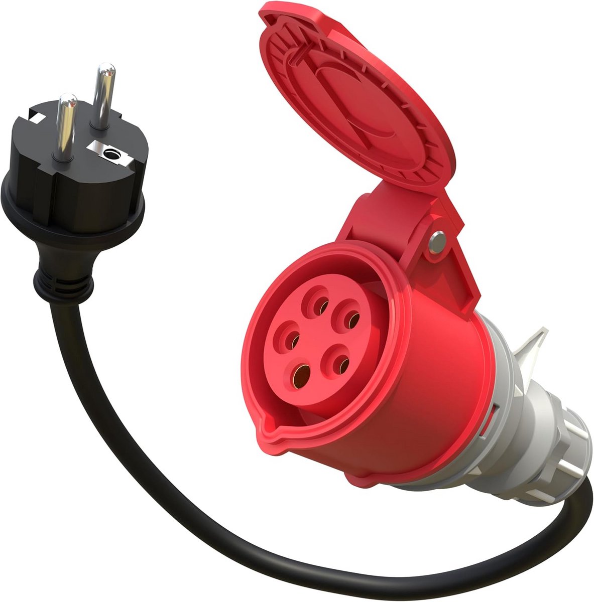CEE Adapter IP44 45cm Kort Stroomstuk 16A 5-polig/Schuko Stekker