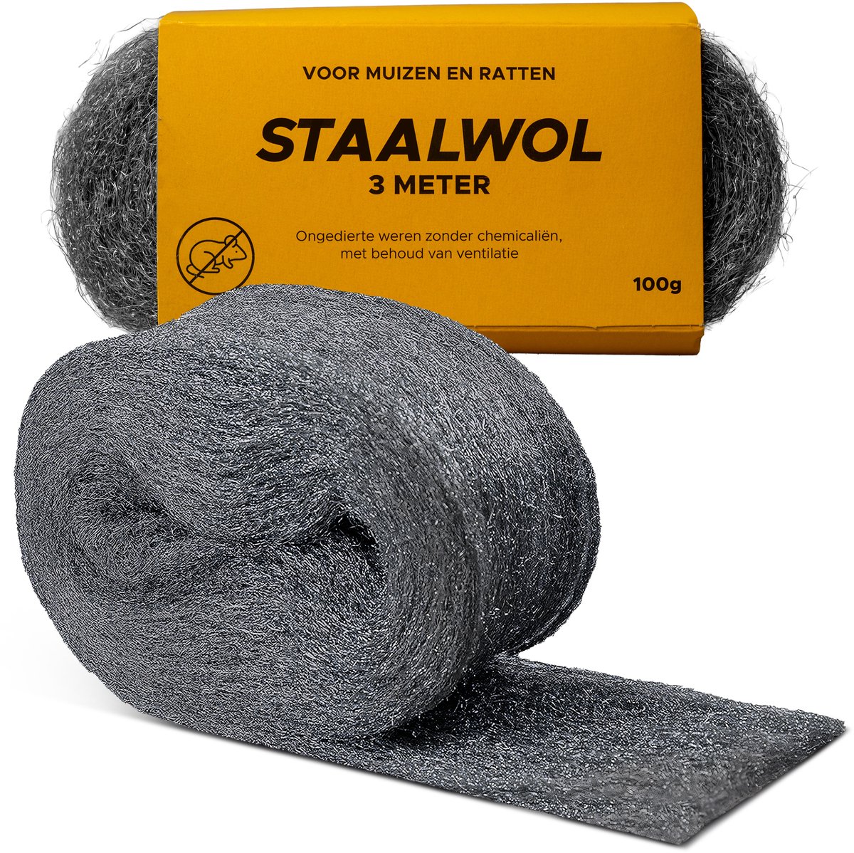 Staalwol tegen muizen en ratten - 3 meter - 100 gram - Muizenverjager - Muizengaas - Duurzaam staalwol
