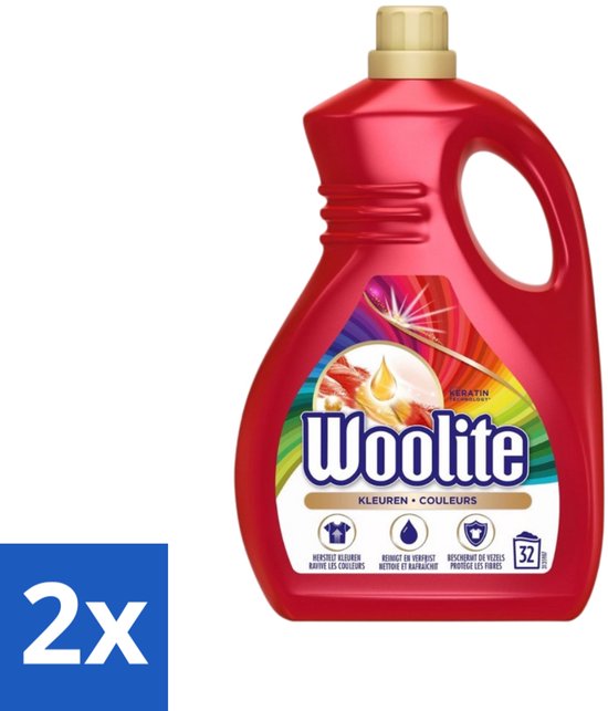 2 x Woolite Color - Vloeibaar Wasmiddel - Met Keratine - Gekleurde Was - 32 Wasbeurten - 1,9L - Wasmiddel Voor Gekleurde Was - Wasmiddel Met Keratine - Kleurbehoud - Wasmiddel 32 Wasbeurten - Vloeibaar Wasmiddel
