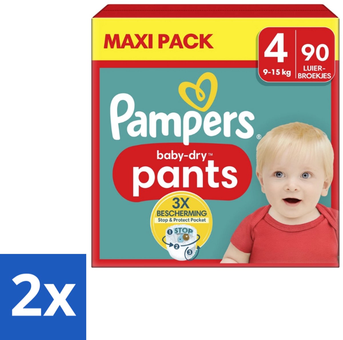 2 x Pampers – Luierbroekjes – Baby Dry Pants Maat 4 – 90 Luiers - Baby Luier - Luierbroek - Droge Luier - Luier Voor Baby - Luier Voor Kind