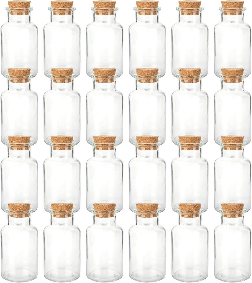 Glazen Kruidenpotjes Set met Kurken Deksel - 300ml Rond - Inclusief Etiketten