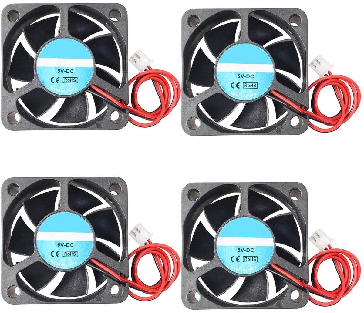 4-Pack Stille Koelventilatoren 50x50x20mm DC 5V voor PC, CPU en 3D Printer