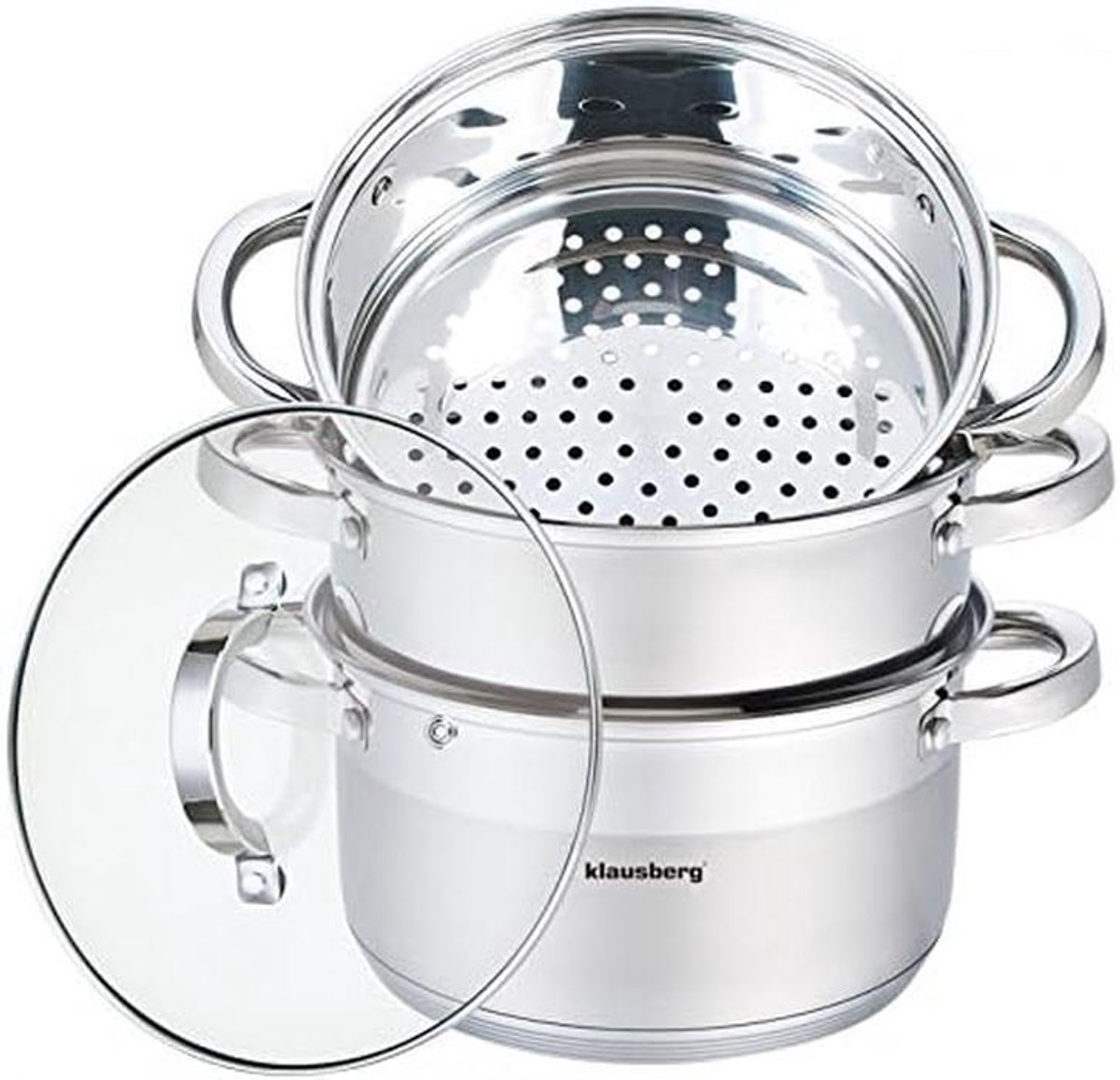 4-Delige Stoompan Set RVS - 18 cm - Geschikt voor Alle Warmtebronnen Inclusief Inductie