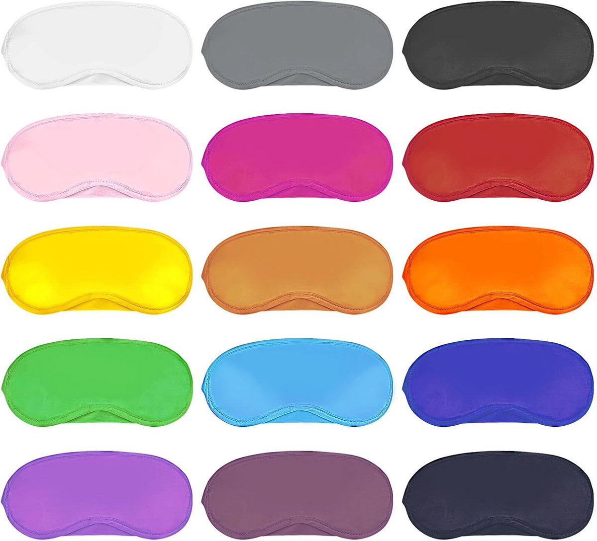 15 Stuks Multicolor Slaapmasker Blinddoek voor Volwassenen en Kinderen, Comfortabel voor Reizen en Thuis