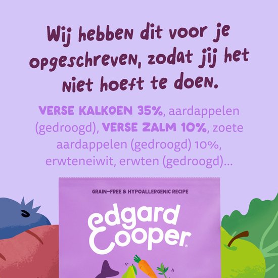 Edgard & Cooper Puppy Hondenbrokken Voor Medium Honden, Verse Zalm & Kalkoen, 7Kg, Hypoallergeen Recept Met Natuurlijke Ingrediënten, Perfecte Vezelbalans