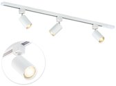 Focus III - Éclairage sur rail Monophasé - GU10 - 100cm - I-forme - 3 spots - Système sur Rail - Wit