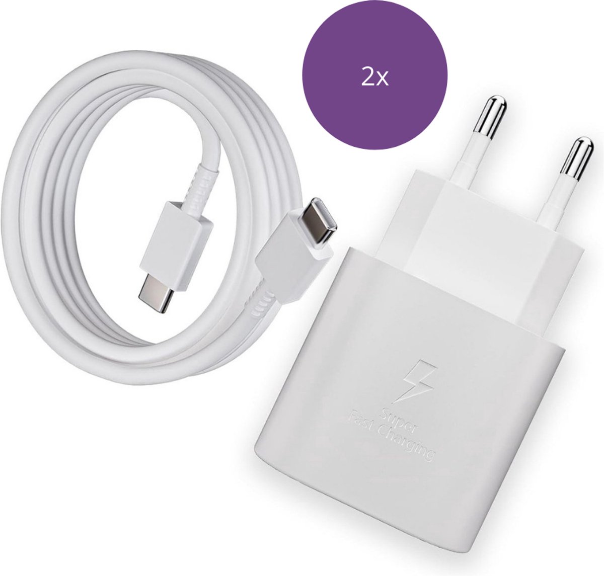 Viewr 2x 25W USB C Snellader - USB C Oplader - Snellader 25W - Super Snel Laden - Inclusief Oplaadkabel - Oplader - Snellader geschikt voor Smarthones & Laptops - 2 Stuks