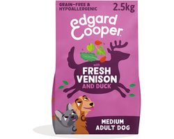 Edgard & Cooper Adult Hondenbrokken Voor Medium Honden, Verse Hert & Eend, 2.5Kg, Graanvrij En Hypoallergeen Recept Met Natuurlijke Ingrediënten, Perfecte Vezelbalans