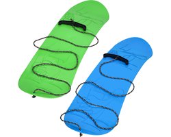 KOTARBAU® 2 stuks Speelgoed Snowboard, Kunststof, 68x20 cm, Blauw & Groen, Sneeuw Slee, Plastic Glijder Sneeuw, zonder Binding, met Touw, Sneeuwglijder, Slee