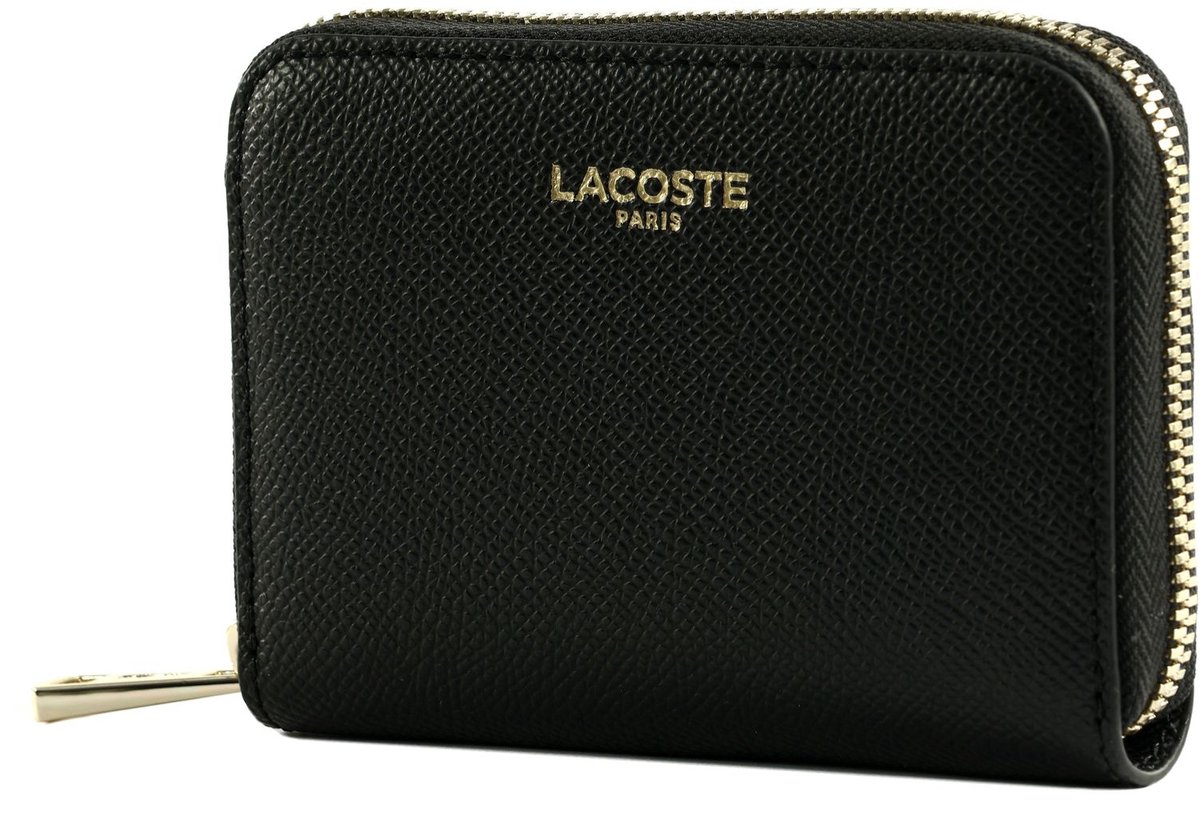 LACOSTE Leren portemonnee Champs-Élysées Zip Coin Wallet Noir zwart