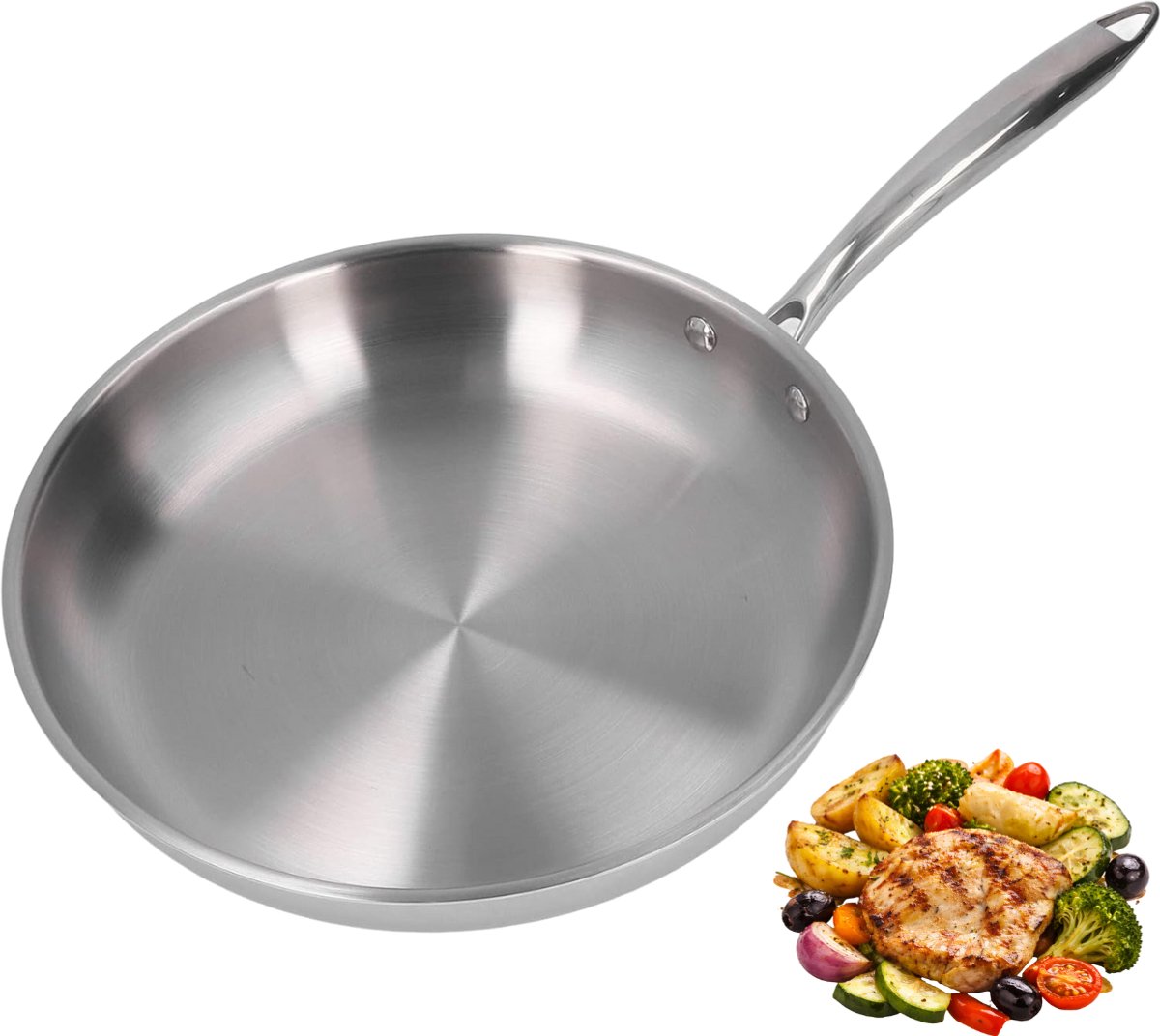 Koekenpan Ø 28cm - Inductie - RVS - Universeel bruikbaar - PTFE en PFAS vrij