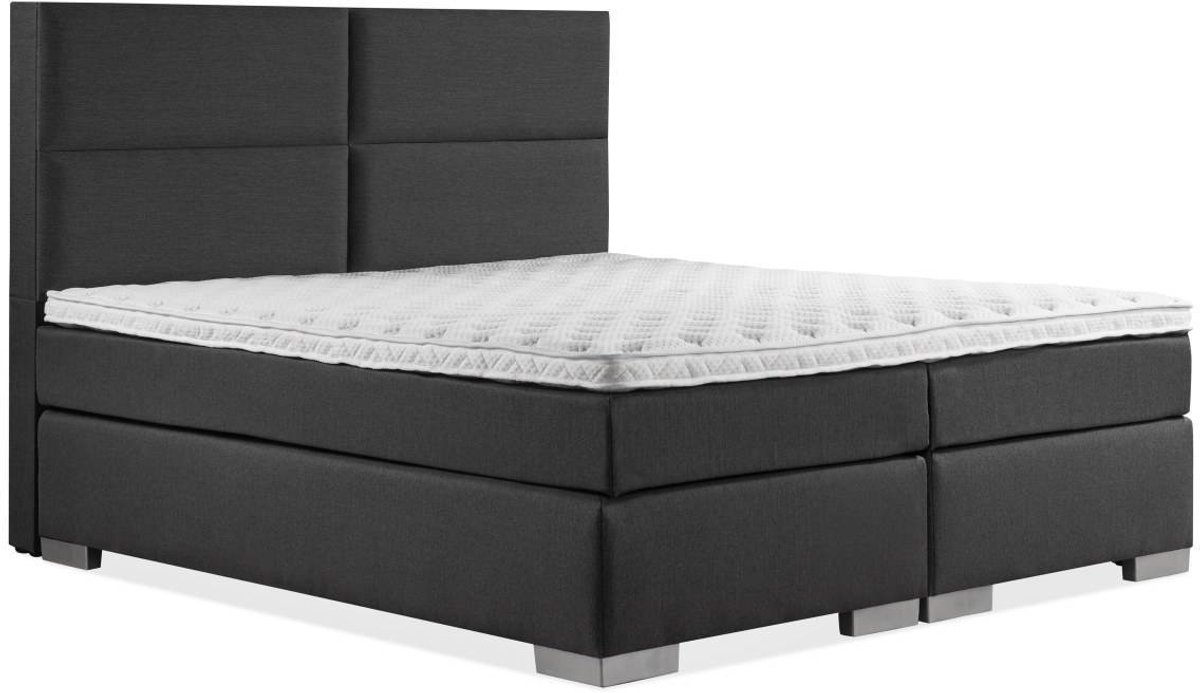 Boxspring Zen - 140x200 - Incl. 4-vaks hoofdbord - Antraciet