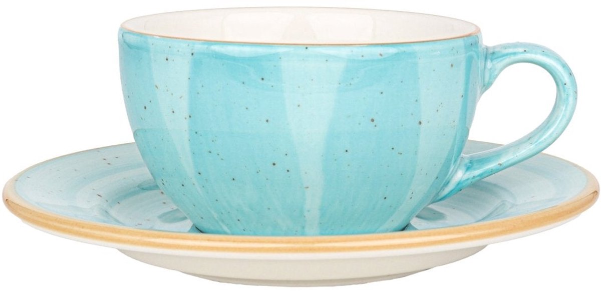 Bonna Aqua - Koffie kopjes & schotel - 250 cc - Porselein - set van 6