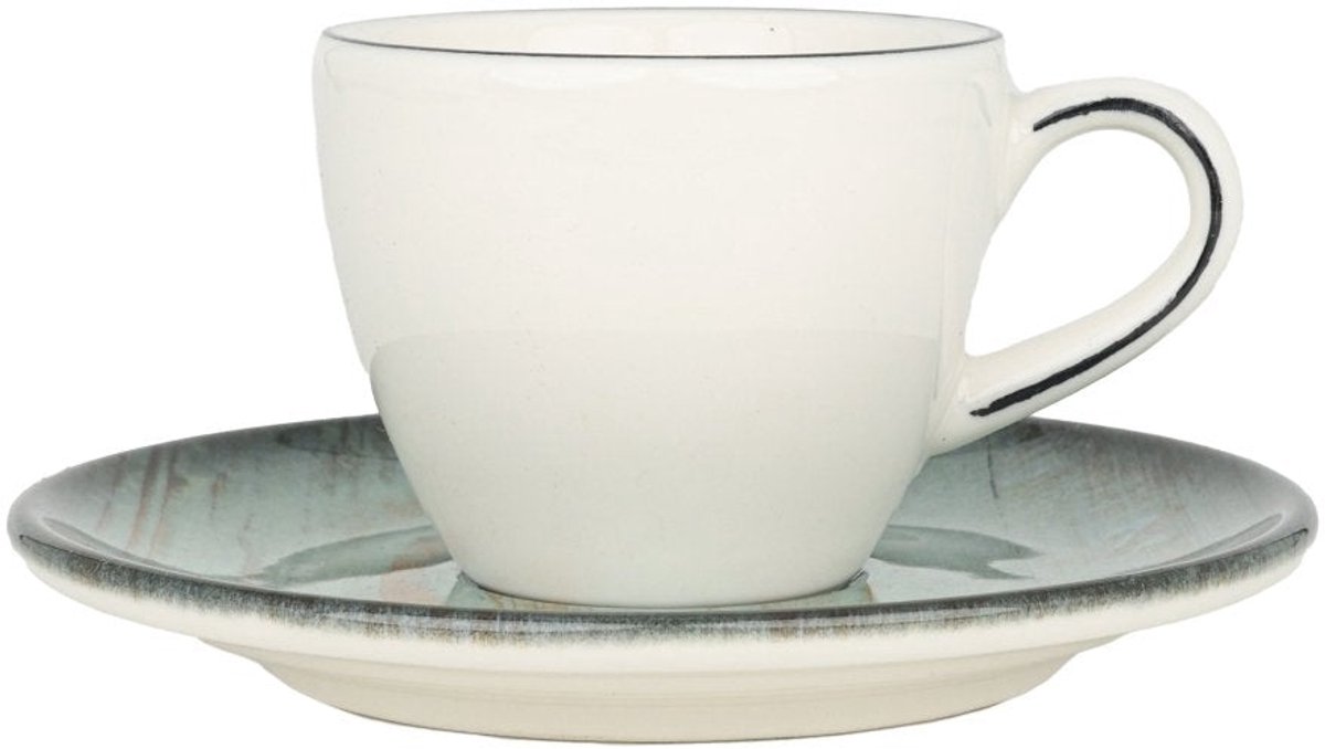 Bonna Madera - Espresso kopjes & schotel - 80 cc - Porselein - set van 6