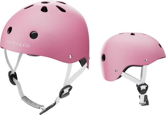 Liefjes & Co – Fietshelm Kind - Kinderhelm - Pastelroze Maat S (48–56 cm) – Verstelbaar – Ventilerend – Met Kinbescherming
