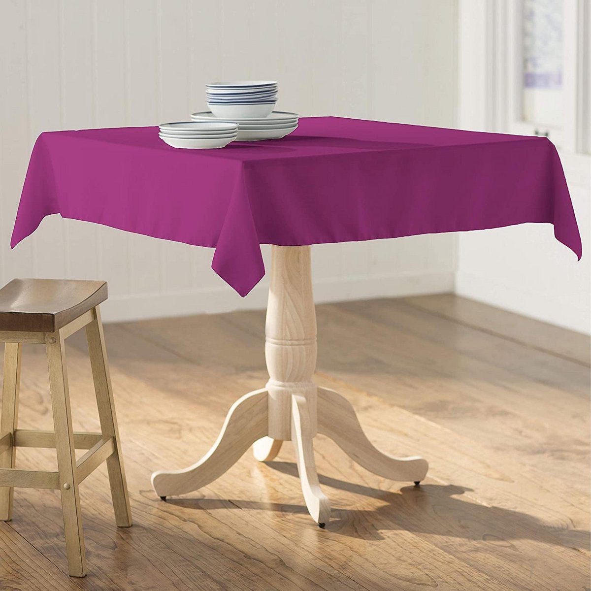 Vierkant Wit Tafelkleed Polyester Poplin 147x147 cm - Naadloos en Kreukherstellend