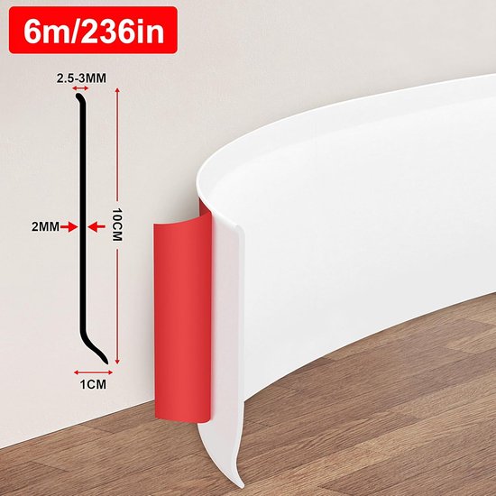 Flexibele Zelfklevende Plint 600 cm Wit PVC voor Muren en Vloeren | bol