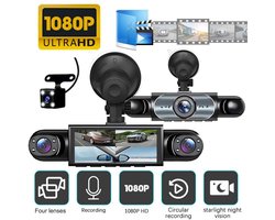 360° rondomzicht-dashcam met 4 kanalen, 1080p Full HD-opname, infrarood nachtzicht, G-sensor, loopopname, plug-and-play, geschikt voor voertuigen, taxivloten en thuisgebruik ter bescherming van de verkeersveiligheid.